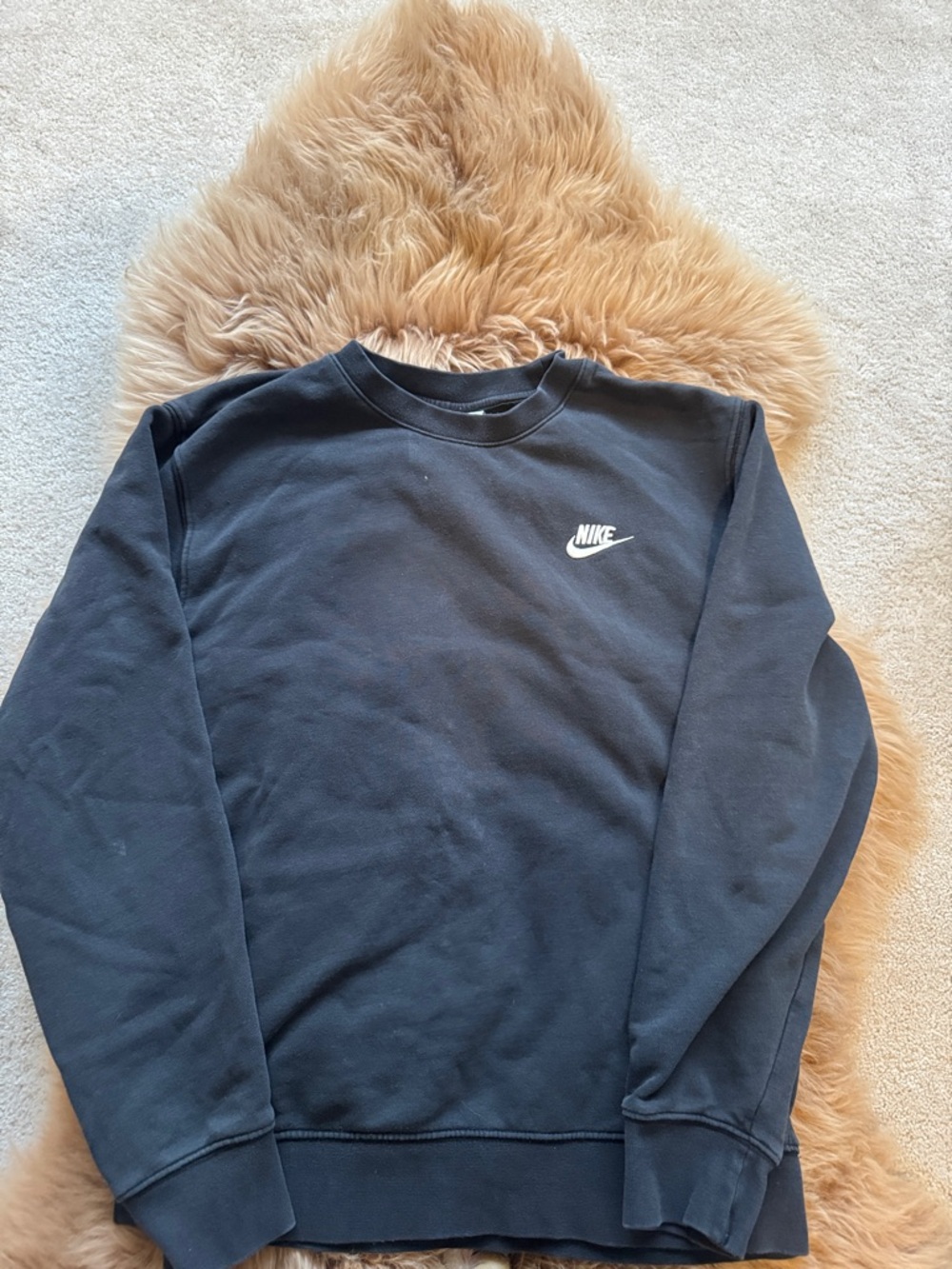 Nike Men’s Black Crewneck Sweatshirt with White Swoosh
